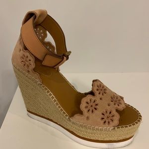 See By Chloe leather espadrilles wedge shoe. Size 9